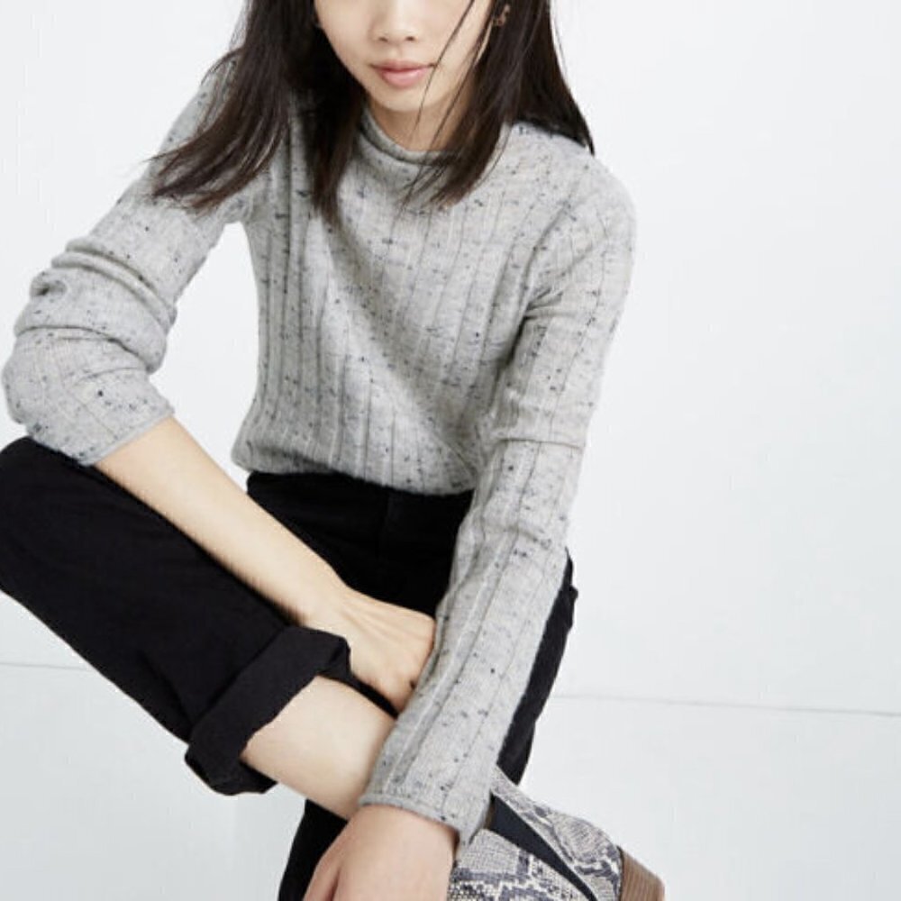 Madewell Donegal Evercrest Turtleneck Sweater, Gray, Size S